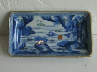 Fine Old Japanese Imari Hand Painted Porcelain Rectangle Plate Dish Meiji Signed