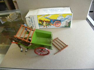 Vintage Rare Made In Britains Tumbrel Cart W Horse & Man Box Cs 1940s