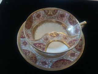 Vintage Hand Painted Gold Mustache Cup And Saucer