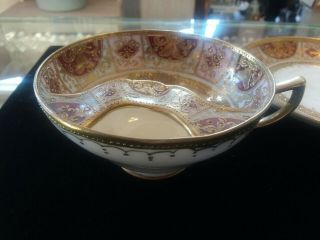 Vintage Hand Painted Gold Mustache Cup and Saucer 3