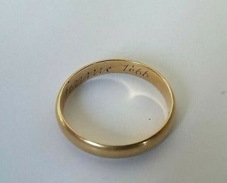 Antique 1866 18k Solid Gold Wedding Ring Band Yellow Victorian Civil War Era 2.  3
