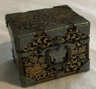 Antique 19thc.  Japanese Miniature Lacquer Chest Box Meiji Period