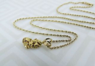 6.  2 Gram 14k Gold 20 Inch Chain 16 - 18k Natural Gold Nugget Pendant
