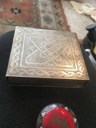 Indian Silver Plated Cigarette Box And Decorated Brass Pill Box