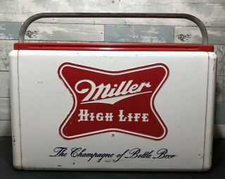 Vintage Embossed Metal Double Sided Miller High Life Beer Cooler Miller Brewing