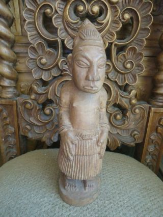 Vintage Hand Carved Wood Asia Man Sculpture Statue
