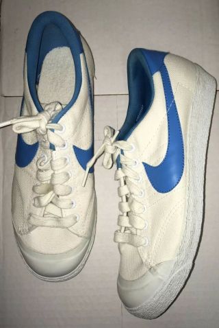 Rare Vtg 80s Nike Canvas Tennis Sneakers Shoes All Court Swoosh Mens 8.  5