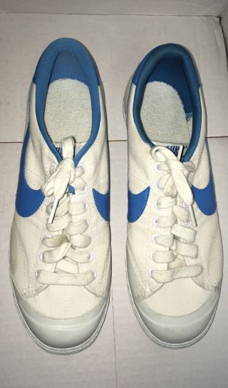 RARE Vtg 80s Nike Canvas Tennis Sneakers Shoes All Court Swoosh Mens 8.  5 2