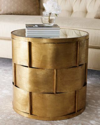 Horchow Woven Antiqued Gold - Leafing Side Tables (2) - Options Available