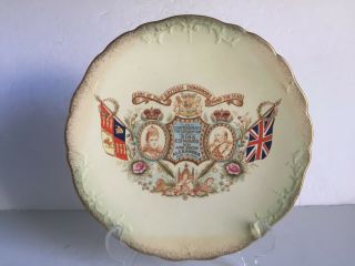 Gold Beaded King Edward Vii Queen Alexandra British Royal Coronation Plate 1902