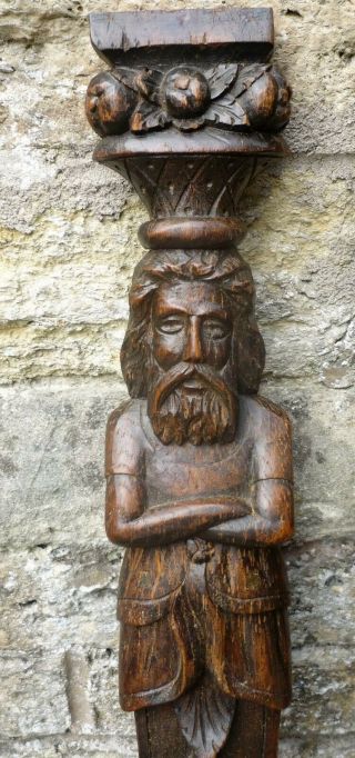 Pair 16th Century Oak Caryatid Terms 3