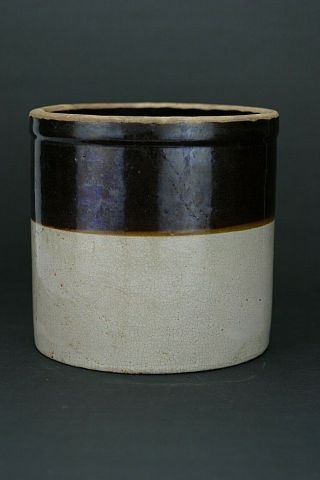 Antique Stoneware Brown White 1 Gallon Crock