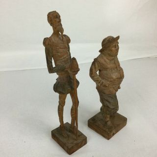 Don Quixote & Sancho Panza Carved Wooden Figurines - 1950’s - Ouro Espana 2