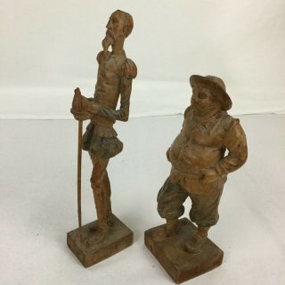 Don Quixote & Sancho Panza Carved Wooden Figurines - 1950’s - Ouro Espana 3