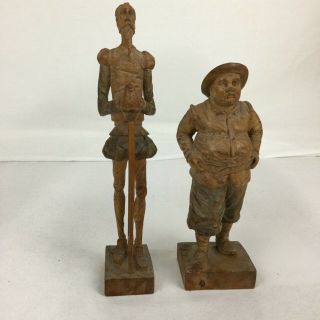 Don Quixote & Sancho Panza Carved Wooden Figurines - 1950’s - Ouro Espana 4