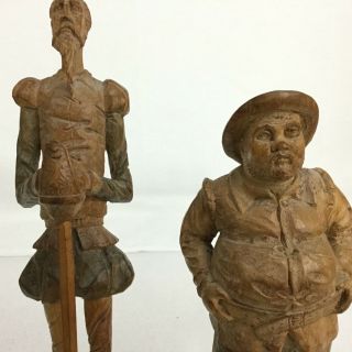 Don Quixote & Sancho Panza Carved Wooden Figurines - 1950’s - Ouro Espana 6