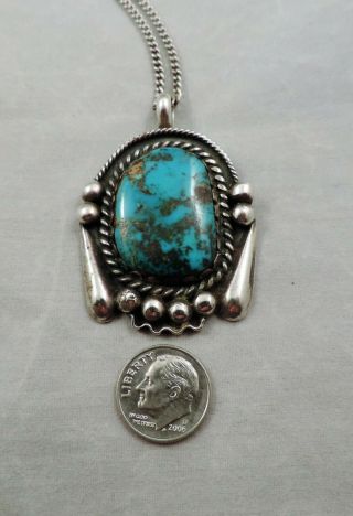 Vintage Jack Adakai Navajo Large Turquoise Sterling Silver Pendant - J.  A.  Stamp 3