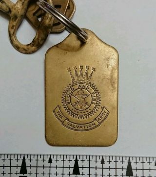 Vintage/Antique Large Brass Solid Barrel Skeleton Key on Salvation Army Keychain 3