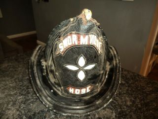 Vintage Cairns & Brothers Fire Helmet W/ Leather Badge & Eagle Swormville,  Ny