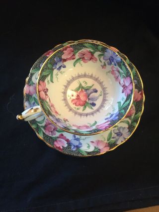 Vintage Paragon Sweet Pea Pink & Blue Fine Bone China Tea Cup & Saucer England 2