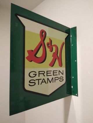 Double Sided Sign S&h Green Stamps Antique Vintage Porcelain Collectible Rare