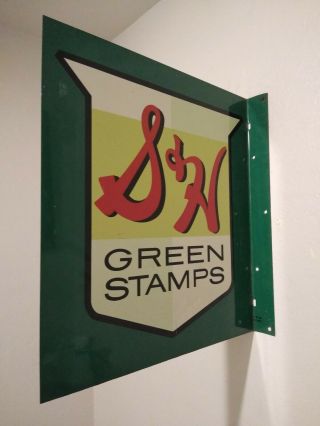 Double Sided Sign S&H Green Stamps Antique Vintage porcelain Collectible Rare 9