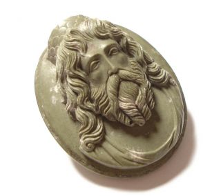 Antique Victorian Italian Carved Lava Cameo For Re - Setting