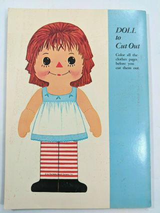 Whitman Raggedy Ann Coloring Book 1971 1650 Vintage with Paper Doll 2