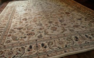 X Large Hand Tufted Silk & Wool Oriental Rug Handmade Carpet Floral Agra Keshan