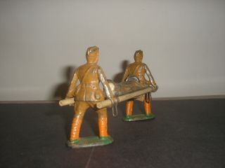 Vintage Barclay Toy Lead Soldier - 4 Piece STRETCHER WOUNDED MEDIC 3