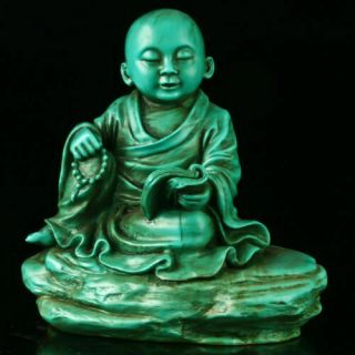 Chinese Turquoise Hand - Carved Maitreya Buddha Statue R4028