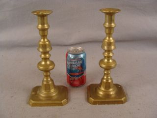 Antique 19c Pair Signed Rostand Tall Solid Brass Candlesticks