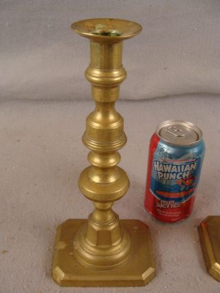 Antique 19C Pair signed Rostand tall solid brass candlesticks 2