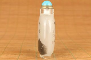 Rare old glass hand painting Virtual cloud master snuff bottle delicate gift 3