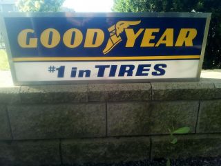 Lighted Vintage Goodyear Double Sided Box Sign