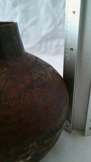 Vintage Antique ? Indian Brass Lota Holy Water Bowl ? Pot Hammered Engraved 3