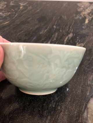 Antique Chinese Longquan Celadon Porcelain Dish Bowl Koi Carp Sea Decoration 2