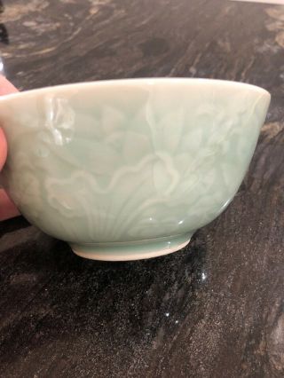 Antique Chinese Longquan Celadon Porcelain Dish Bowl Koi Carp Sea Decoration 3