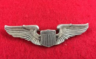 Wwii Us Army Air Corps Sterling Pilot Wings Pinback Pin Insignia 3” Amicio Lb