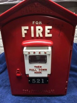 Vintage Gamewell Fire Alarm Box 100 Complete In W/key