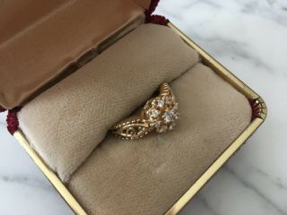 Central cluster vintage diamond engagement ring 14k gold size 6.  75 3