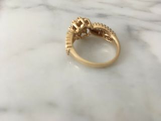 Central cluster vintage diamond engagement ring 14k gold size 6.  75 7