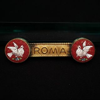 Early Victorian Grand Tour Rome/roma Souvenir Micro Mosaic Brooch With Doves