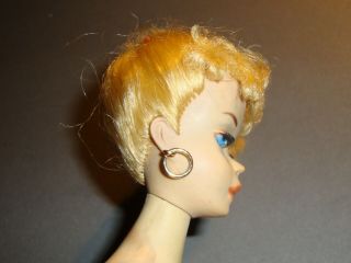 Vintage 3 Barbie Blonde Braided Hair Brown Eyeshadow w/ Swimsuit Glasses Stand 7