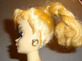 Vintage 3 Barbie Blonde Braided Hair Brown Eyeshadow w/ Swimsuit Glasses Stand 8
