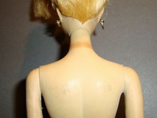 Vintage 3 Barbie Blonde Braided Hair Brown Eyeshadow w/ Swimsuit Glasses Stand 9