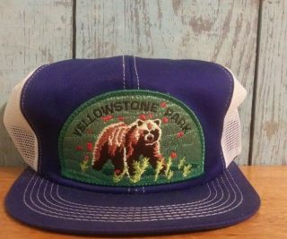 Yellowstone National Park Hat Cap Vintage Grizzly Bear Trucker K Brand Snap Mesh
