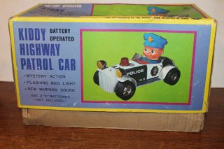 MODERN TOYS TIN BATTERY OPERATED KIDDY HIGHWAY PATROL POLICE CAR BOX only 2