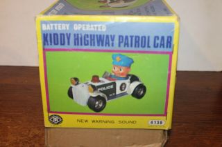 MODERN TOYS TIN BATTERY OPERATED KIDDY HIGHWAY PATROL POLICE CAR BOX only 3