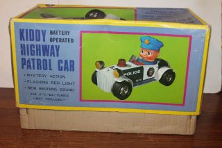MODERN TOYS TIN BATTERY OPERATED KIDDY HIGHWAY PATROL POLICE CAR BOX only 4